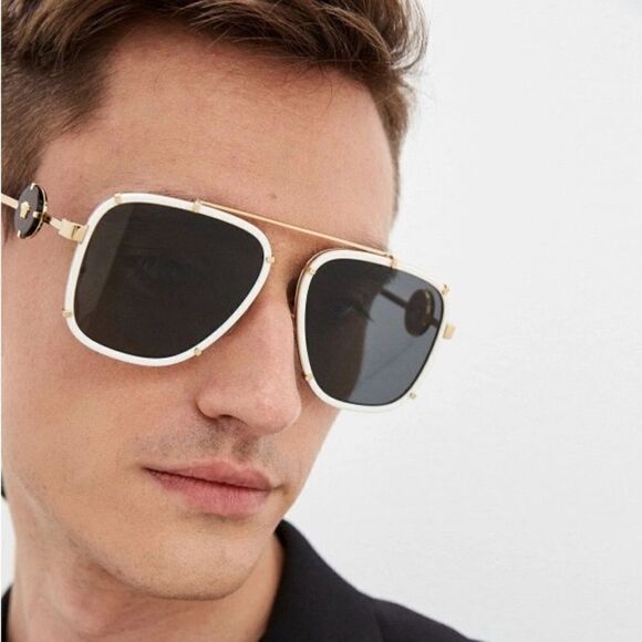 BRAND NEW VERSACE VE2233 147187 White/Dark Grey Unisex Sunglasses